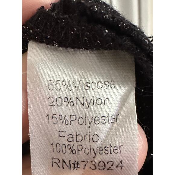 MING WANG Black Silver Abstract Sparkle Sheer Hem Knit Top Artsy - Sz 2X - Picture 5 of 5